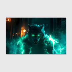 Бумага для упаковки Волк с зелеными глазами с молниями, цвет: 3D-принт