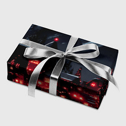 Бумага для упаковки Новогодняя ночь и красные гирлянды, цвет: 3D-принт — фото 2