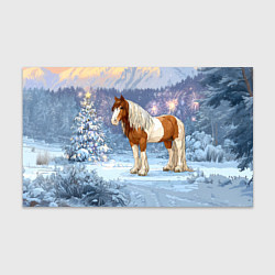 Бумага для упаковки Новогодняя лошадка в лесу, цвет: 3D-принт