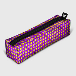 Пенал для ручек Фиолетовый Фон с Желтыми Квадратами Иллюзия Движен, цвет: 3D-принт