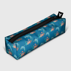 Пенал для ручек Дельфины Море паттерн, цвет: 3D-принт