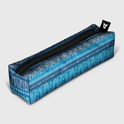 Пенал для ручек Узор в стиле бохо на синем фоне, цвет: 3D-принт