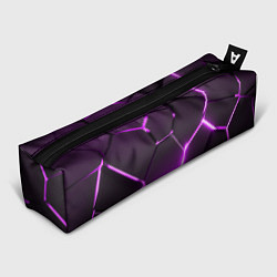 Пенал для ручек Фиолетовые неоновые геометрические плиты, цвет: 3D-принт