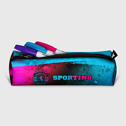 Пенал для ручек Sporting - neon gradient: надпись и символ, цвет: 3D-принт — фото 2