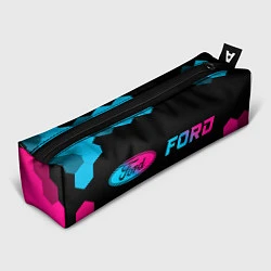 Пенал для ручек Ford - neon gradient: надпись и символ, цвет: 3D-принт