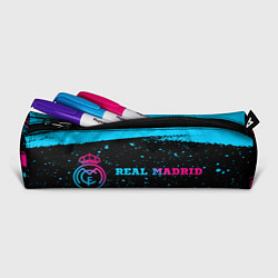 Пенал для ручек Real Madrid - neon gradient: надпись и символ, цвет: 3D-принт — фото 2