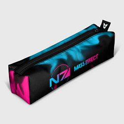 Пенал для ручек Mass Effect - neon gradient: надпись и символ, цвет: 3D-принт