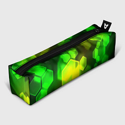 Пенал для ручек Зелёные соты абстракция, цвет: 3D-принт
