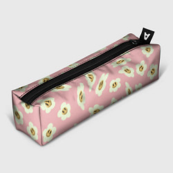 Пенал для ручек Искаженные смайлы-цветы на розовом паттер, цвет: 3D-принт