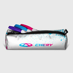 Пенал для ручек Chery neon gradient style: надпись и символ, цвет: 3D-принт — фото 2