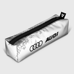 Пенал для ручек Audi speed на светлом фоне со следами шин: надпись, цвет: 3D-принт
