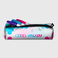 Пенал для ручек Audi neon gradient style: надпись и символ, цвет: 3D-принт — фото 2