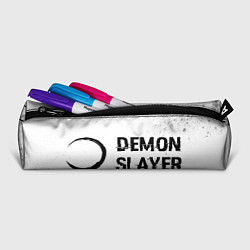 Пенал для ручек Demon Slayer glitch на светлом фоне: надпись и сим, цвет: 3D-принт — фото 2
