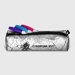 Пенал для ручек Cyberpunk 2077 glitch на светлом фоне: надпись и с, цвет: 3D-принт — фото 2