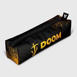 Пенал для ручек Doom - gold gradient: надпись и символ, цвет: 3D-принт
