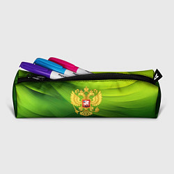 Пенал для ручек Золотистый герб России на зеленом фоне, цвет: 3D-принт — фото 2