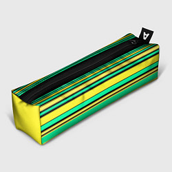 Пенал для ручек Разноцветный черно желтый с зеленым полосатый узор, цвет: 3D-принт
