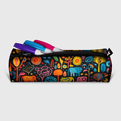 Пенал для ручек Африканский узор со слонами - нейросеть, цвет: 3D-принт — фото 2