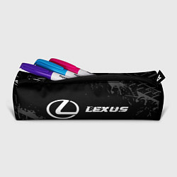 Пенал для ручек Lexus speed на темном фоне со следами шин по-гориз, цвет: 3D-принт — фото 2