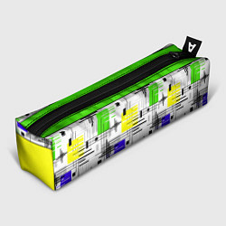 Пенал для ручек Узор из полос желтого и зеленого цвета, цвет: 3D-принт