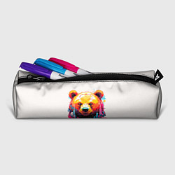 Пенал для ручек Мишка в городе: голова медведя на фоне красочного, цвет: 3D-принт — фото 2