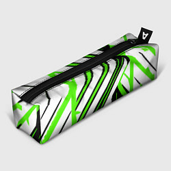 Пенал для ручек Чёрно-зелёные полосы на белом фоне, цвет: 3D-принт