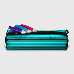 Пенал для ручек Бирюзовый полосами, цвет: 3D-принт — фото 2