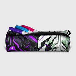 Пенал для ручек Хаотичная фиолетово-белая абстракция на чёрном фон, цвет: 3D-принт — фото 2