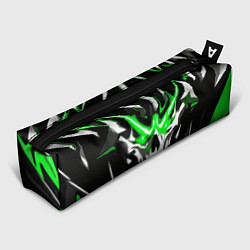 Пенал для ручек Абстрактный белый череп и зелёные полосы, цвет: 3D-принт