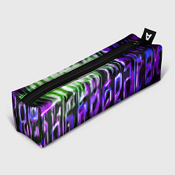 Пенал для ручек Фиолетово-зелёная абстракция на чёрном фоне, цвет: 3D-принт