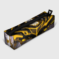Пенал для ручек Yellow stripes on a black and white background, цвет: 3D-принт