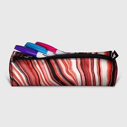 Пенал для ручек Волнистые вертикальные чёрно-красные полосы, цвет: 3D-принт — фото 2