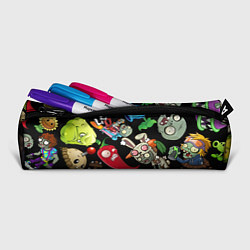 Пенал для ручек Растения против зомби персонажи на черном, цвет: 3D-принт — фото 2