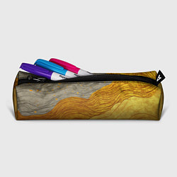 Пенал для ручек Золотые волны на сером текстура, цвет: 3D-принт — фото 2