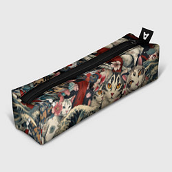 Пенал для ручек Котики и рыбки в сакуре, цвет: 3D-принт