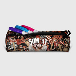 Пенал для ручек Sum 41 на фоне кролика и гитар, цвет: 3D-принт — фото 2