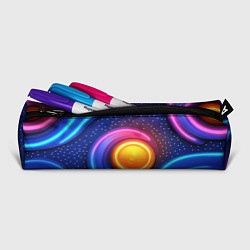 Пенал для ручек Оранжевый круг и голубые линии текстура, цвет: 3D-принт — фото 2