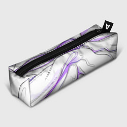 Пенал для ручек Черные и фиолетовые линии на белом, цвет: 3D-принт