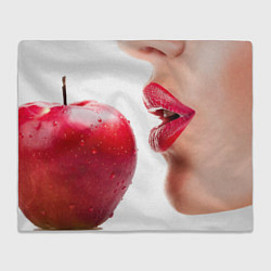 Плед флисовый Яблоко и губы, цвет: 3D-велсофт