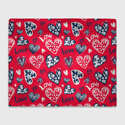 Плед флисовый Сердечки - паттерн, цвет: 3D-велсофт