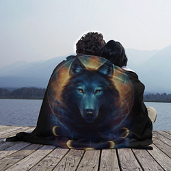 Плед флисовый Волк затмения цвета 3D-принт — фото 2