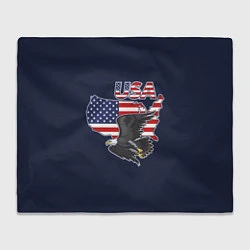 Плед флисовый USA - flag and eagle, цвет: 3D-велсофт