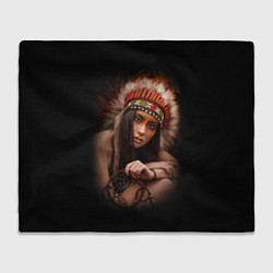 Плед флисовый Индейская девушка, цвет: 3D-велсофт