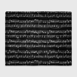 Плед флисовый Ноты - белые на черном, цвет: 3D-велсофт