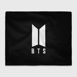 Плед флисовый BTS лого белое, цвет: 3D-велсофт