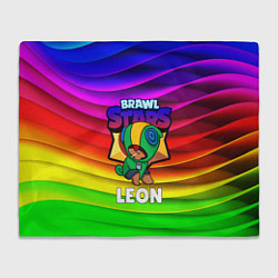 Плед флисовый BRAWL STARS LEON, цвет: 3D-велсофт