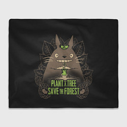 Плед флисовый Plant a tree Save the forest, цвет: 3D-велсофт