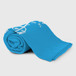 Плед флисовый Котик Меломан голубой, цвет: 3D-велсофт — фото 2