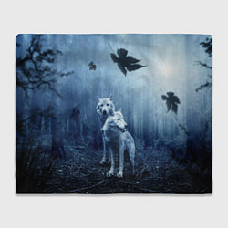 Плед флисовый Волки в тёмном лесу, цвет: 3D-велсофт