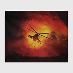 Плед флисовый Military helicopter, цвет: 3D-велсофт